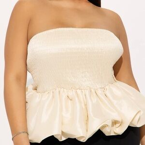 Fashion Nova Cream Strapless Blouse